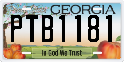 GA license plate PTB1181