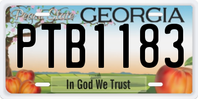 GA license plate PTB1183