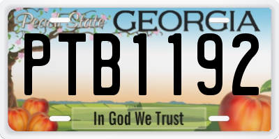 GA license plate PTB1192