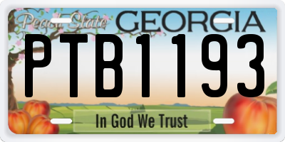 GA license plate PTB1193