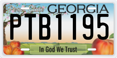GA license plate PTB1195