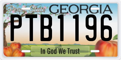 GA license plate PTB1196