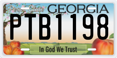 GA license plate PTB1198