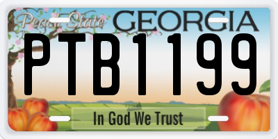GA license plate PTB1199