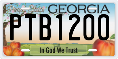 GA license plate PTB1200