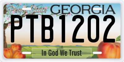 GA license plate PTB1202