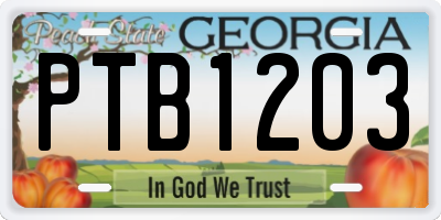 GA license plate PTB1203
