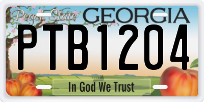 GA license plate PTB1204