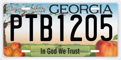 GA license plate PTB1205