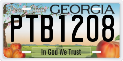 GA license plate PTB1208