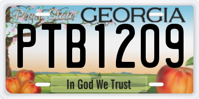 GA license plate PTB1209
