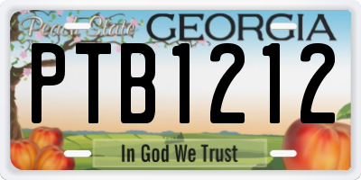 GA license plate PTB1212