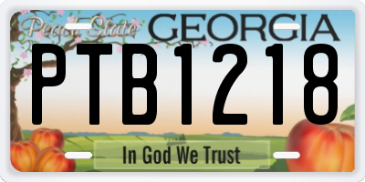 GA license plate PTB1218