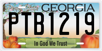 GA license plate PTB1219