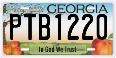 GA license plate PTB1220