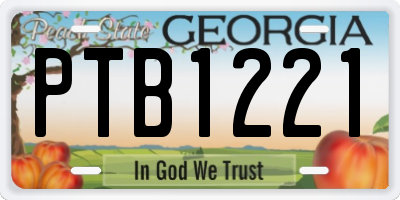 GA license plate PTB1221