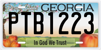 GA license plate PTB1223