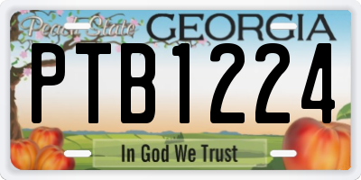GA license plate PTB1224