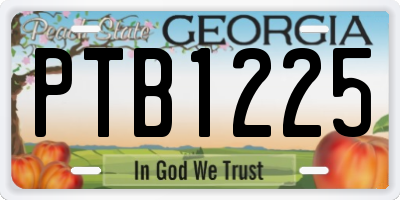 GA license plate PTB1225