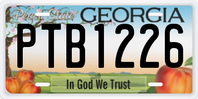 GA license plate PTB1226