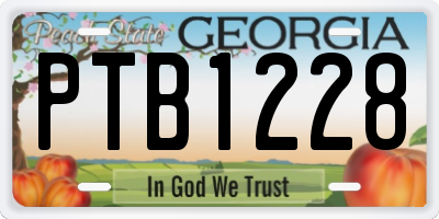 GA license plate PTB1228