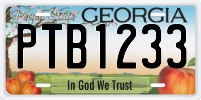 GA license plate PTB1233