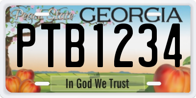 GA license plate PTB1234