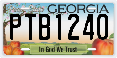 GA license plate PTB1240