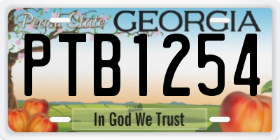GA license plate PTB1254