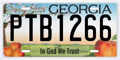 GA license plate PTB1266