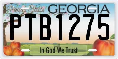 GA license plate PTB1275