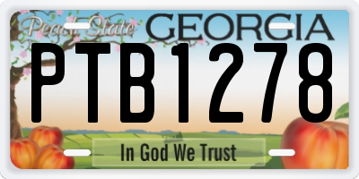GA license plate PTB1278