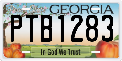 GA license plate PTB1283