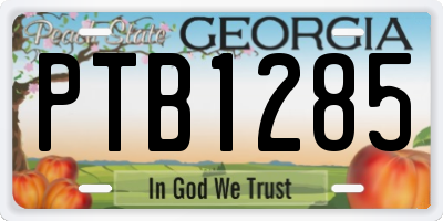 GA license plate PTB1285