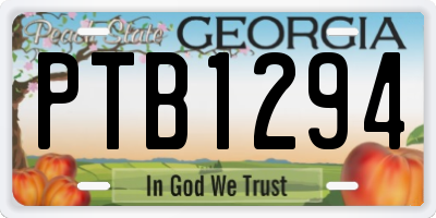 GA license plate PTB1294