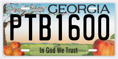 GA license plate PTB1600