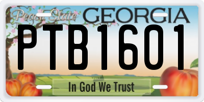 GA license plate PTB1601