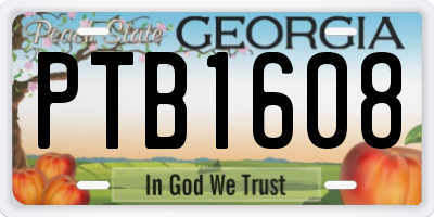 GA license plate PTB1608