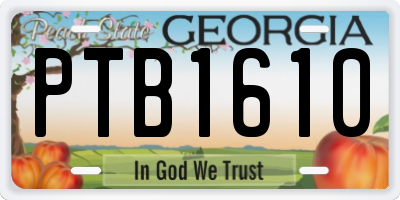 GA license plate PTB1610