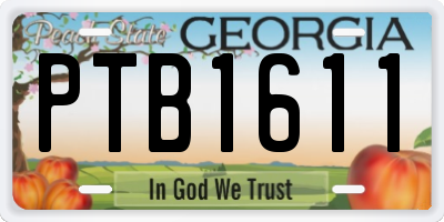 GA license plate PTB1611