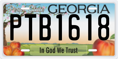 GA license plate PTB1618