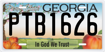 GA license plate PTB1626