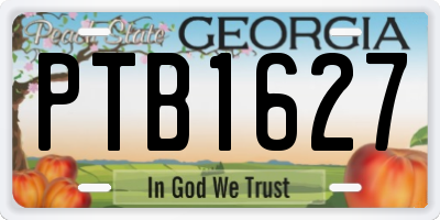 GA license plate PTB1627