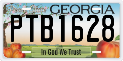 GA license plate PTB1628