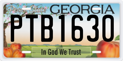 GA license plate PTB1630