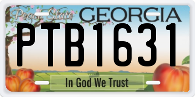 GA license plate PTB1631