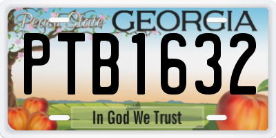 GA license plate PTB1632