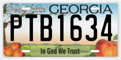 GA license plate PTB1634