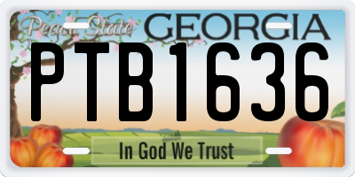 GA license plate PTB1636