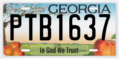 GA license plate PTB1637